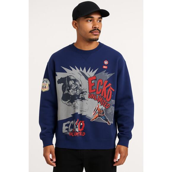 Vintage Ecko Unltd Marvel 2001 Comics Captain America Graphic Sweatshirt Size XL - Picture 1 of 15